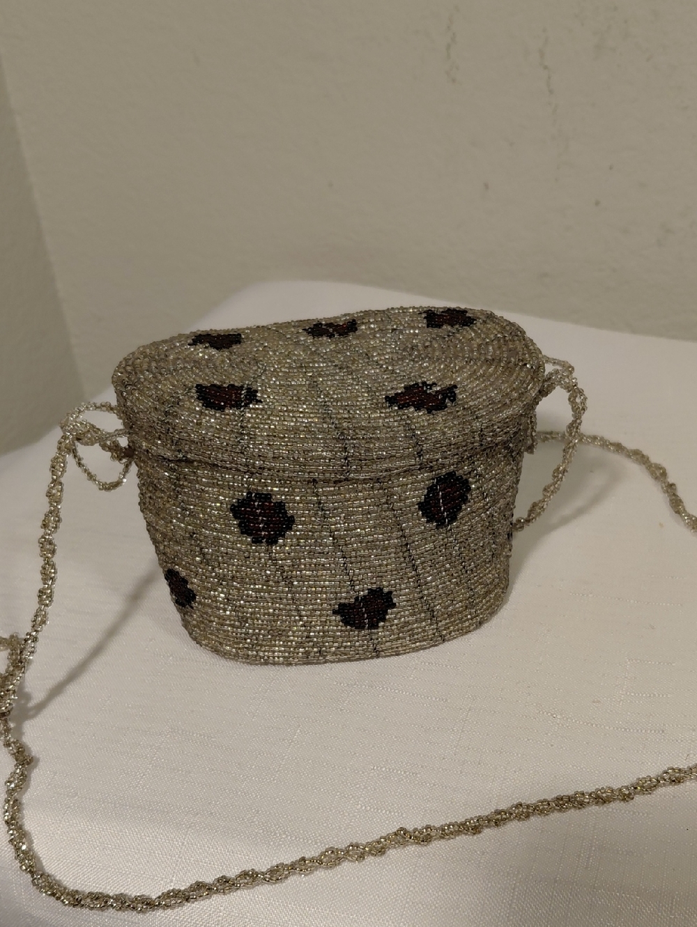Silver Beaded Crossbody Bag